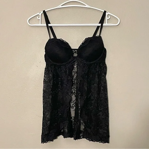 La SENZA Black Lace Push-Up Babydoll Teddy – Size XS EUC - Picture 2 of 15
